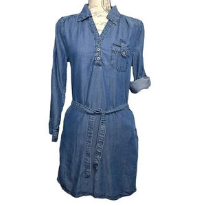 Velvet Heart Chantelle Chambray Shirt Dress Tencel Roll Sleeve size‎ Small